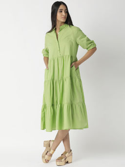 RAREISM - Green Solid Plain Dress