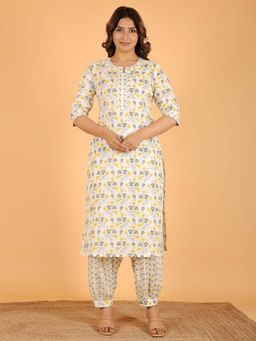 ARAMYA - Women Off White Floral Kurta with Salwar (Set of 2)