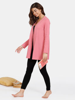 Zivame - Cozy Heathers Knit Cotton Shrug - Mauve glow - Pink