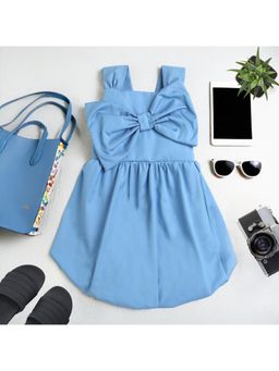 ZIP ZAP ZOOP - Blue Big Bow Design Sleeveless Frock Dress