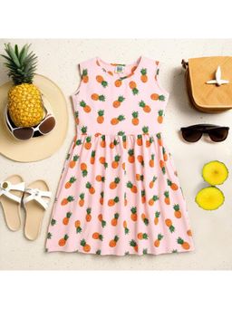 ZIP ZAP ZOOP - Light Pink Pineapple Print Sleeveless Dress