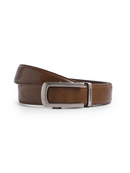 CAZZANO - Brown Men Lether Belt with Slider Buckle