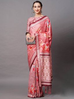Odette - Mauve Festive Dole Silk Printed Saree with Unstitched Blouse