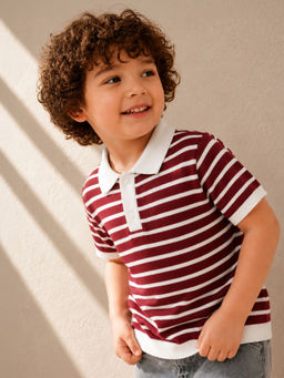 Purple United Kids - Boys Red Cotton Polo T-Shirt