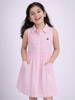 Purple United Kids - Girls Pink Cotton Dress