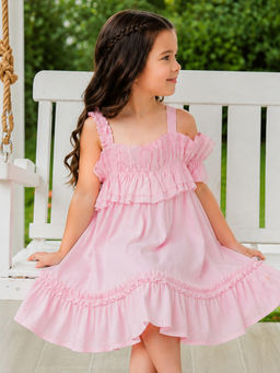 Purple United Kids - Girls Pink Cotton Dress