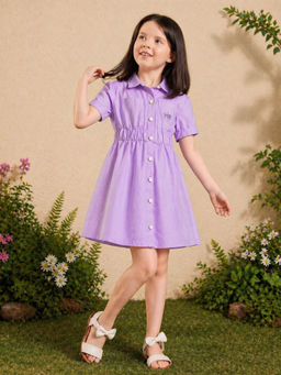 Purple United Kids - Girls Lavender Cotton Dress