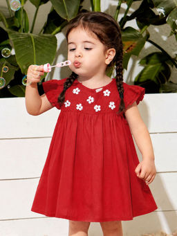 Purple United Kids - Girls Red Cotton Dress