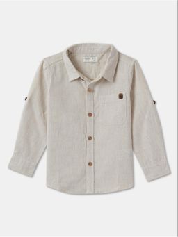 R&B - Boys Beige Full Sleeves Solid Shirt