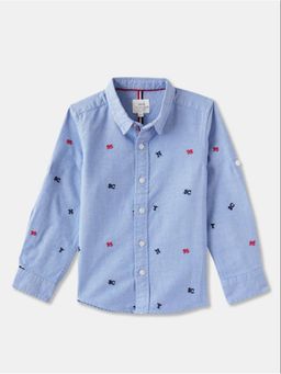 R&B - Boys Blue Full Sleeves Textured Shirt