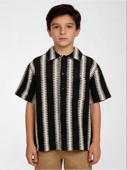 R&B - Black Stripes Boys Half Sleeves Shirt