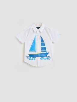 Blue Giraffe - Boys White Printed Shirt