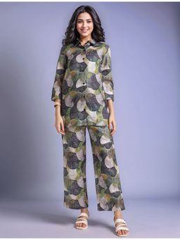 Gahan - Green Women's Digital Printed Cotton Blend Shirt with Trousers (Set of 2)