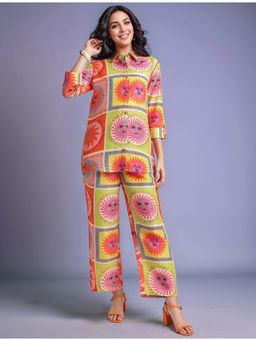 Gahan - Pink Women's Digital Printed Cotton Blend Shirt with Trousers (Set of 2)