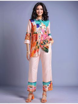 Gahan - Multi-Color Women's Digital Printed Cotton Blend Shirt with Trousers (Set of 2)