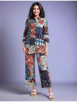 Gahan - Multi-Color Women's Digital Printed Cotton Blend Shirt with Trousers (Set of 2)