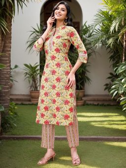 Gahan - Multi-Color Women's Pure Cotton Printed Kurta with Bottom (Set of 2)