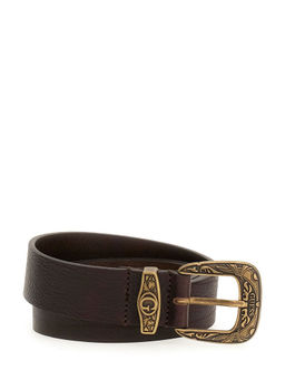 Guess - Men Brown Textured Leather Belt