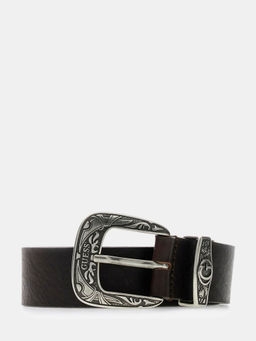 Guess - Men Dark Brown Textured Leather Belt