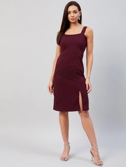 RARE - Women Casual Purple Colour Knee Length Solid Dress