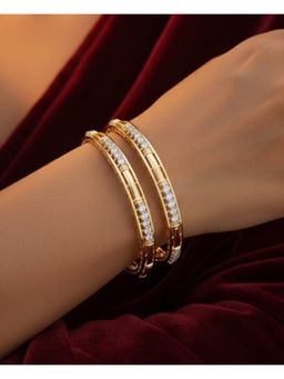 ZEVARLY - Gold Plated Cubic Zirconia Studded Bangles