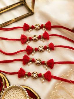 ISHKAARA - Tiny Kundan Combo Rakhi for Raksha Bandhan (Pack of 5)