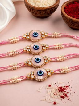 ISHKAARA - Shubh Drishti Combo Pink Rakhi for Raksha Bandhan (Pack of 4)