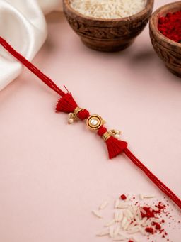ISHKAARA - Red Kundan Pearl Rakhi for Raksha Bandhan