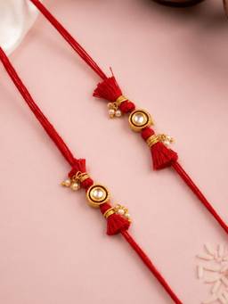 ISHKAARA - Tiny Kundan Combo Rakhi for Raksha Bandhan (Pack of 2)