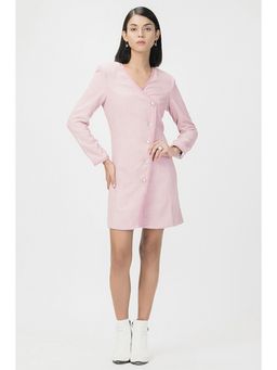 HOUSE OF S - Pink Plaid Winter Tweed Dress