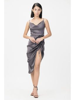 HOUSE OF S - Charcoal Ruched Slipped Dress