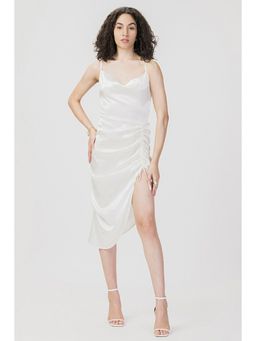 HOUSE OF S - White Ruched Slipped Dress