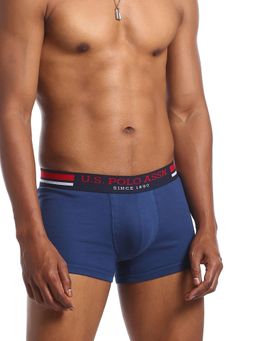 U.S. POLO ASSN. - Men Blue I641 Mid-waist Solid 100% Cotton Trunks