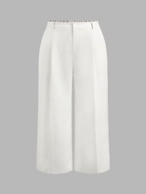 Buy Cider Mid Waist Pleated Pocket Wide Leg Pants Curve & Plus (0XL) Online