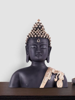 HomeTown - Naqsh Polyresin Buddha Burst Figurine in Black-Gold Colour