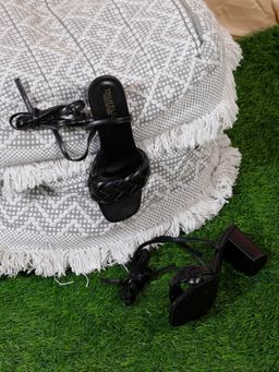 Truffle Collection - Black Braided Heels