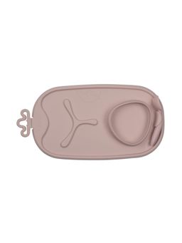 b.box - Roll + Go Silicone Mat with Spoon - Non-Slip, Travel-Friendly - Pink