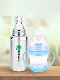 Kidbea - Stainless Steel Infant Feeding Bottle with Blue Sipper