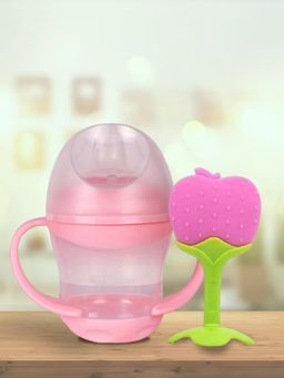 Kidbea - Infant Pink Sippy feeding bottle With Teether For New Born Baby
