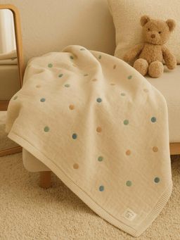 THE BABY TRUNK - Infant Snow White Multi Dot Cotton Mild Winter Baby Blanket
