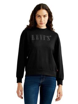 Levi's - Women Brand Logo Black Crew Neck Sweatshirt