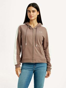 Levi's - Women Solid Beige Hooded Hoodie