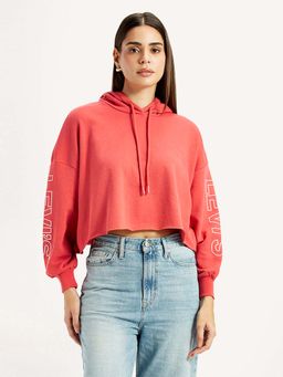 Levi's - Women Brand Logo Coral Hooded Hoodie