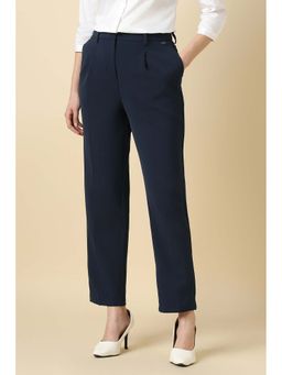 Allen Solly - Women Navy Blue Solid Formal Trouser
