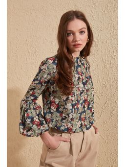 Trendyol - Multicolour Normal Fit Floral Round Neck Top