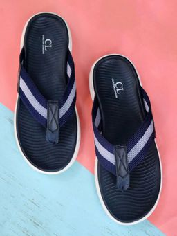 Carlton London - Stripes Navy Blue Flipflops