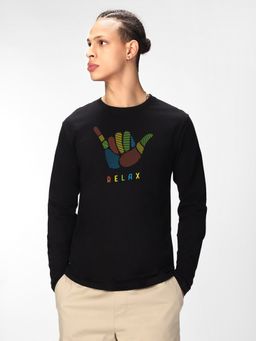 Bewakoof - Mens Black Hang Loose Relax Graphic T-Shirt