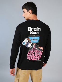 Bewakoof - Mens Black Brain Wash Graphic Oversized T-Shirt