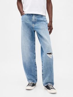 GAP - Men Blue Cotton Solid Straight Jeans