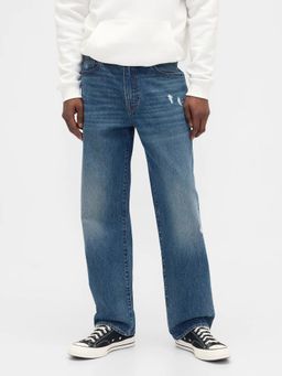 GAP - Men Blue Cotton Solid Straight Jeans